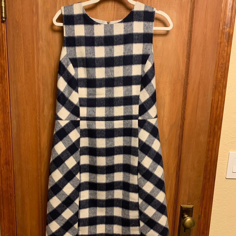 Brooks Brothers Navy and White Plaid Midi Dress